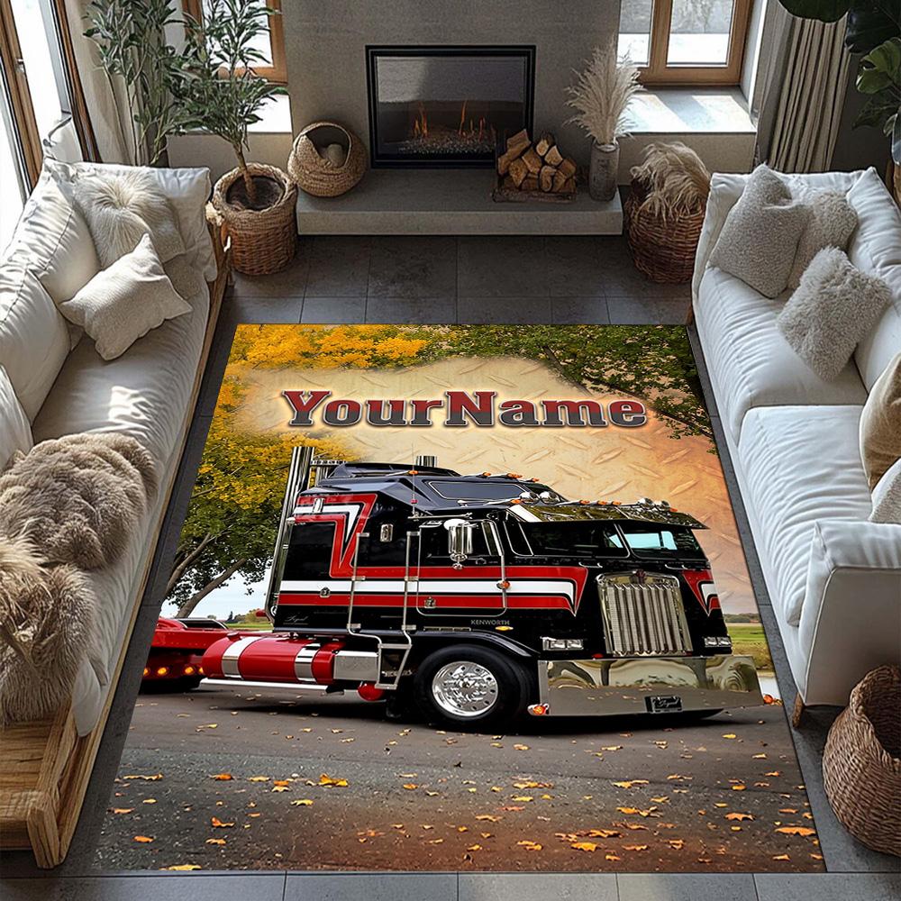 Kw Heavy Trucks Personalized Name Floor Mat Design for Study Room Kitchen Playrooms Decorate Room Antislip Carpet Decorate Offices
