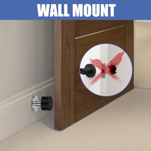 Door Stops, Door Stoppers for Bottom of Door, Self Adhesive, 1.5 Inch Rubber Floor Doorstops Wall Protector with Sound Dampening Door Bumper