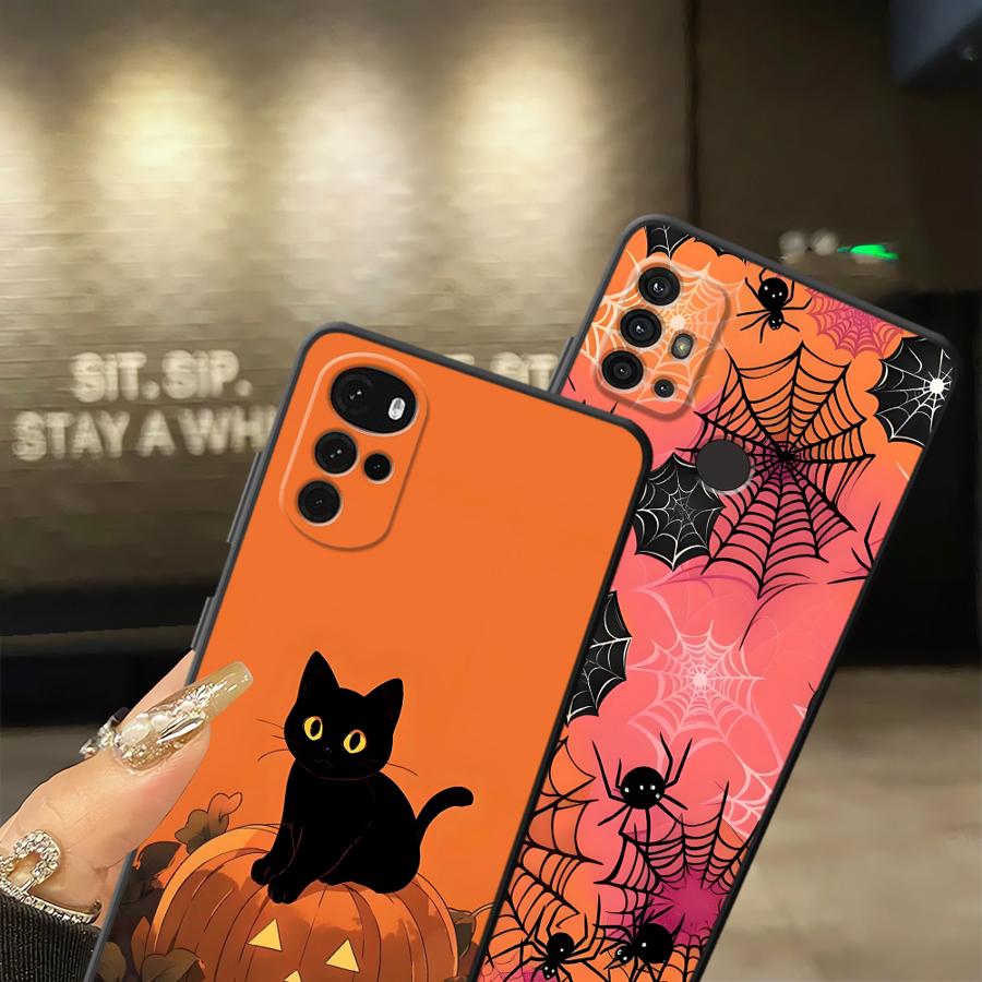 Black Soft Phone Cover Case for Motorola Mot G60 G52 G32 G22 Edge40 G50 G53 G30 G51 G73 Edge 20 Pro 30 Lite G60s G71 G31 Pumpkin