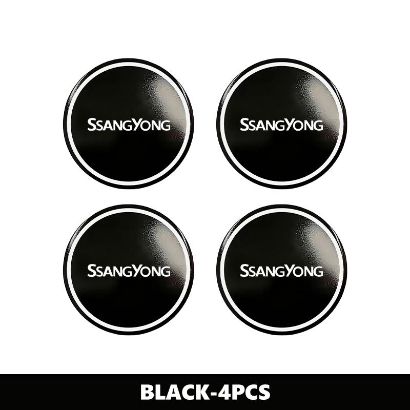 4pcs 56mm Car Aluminum Logo Wheel Center Hub Cap Badge Sticker For SsangYong Musso Rexton Torres Kyron Actyon Tivoli Rodius