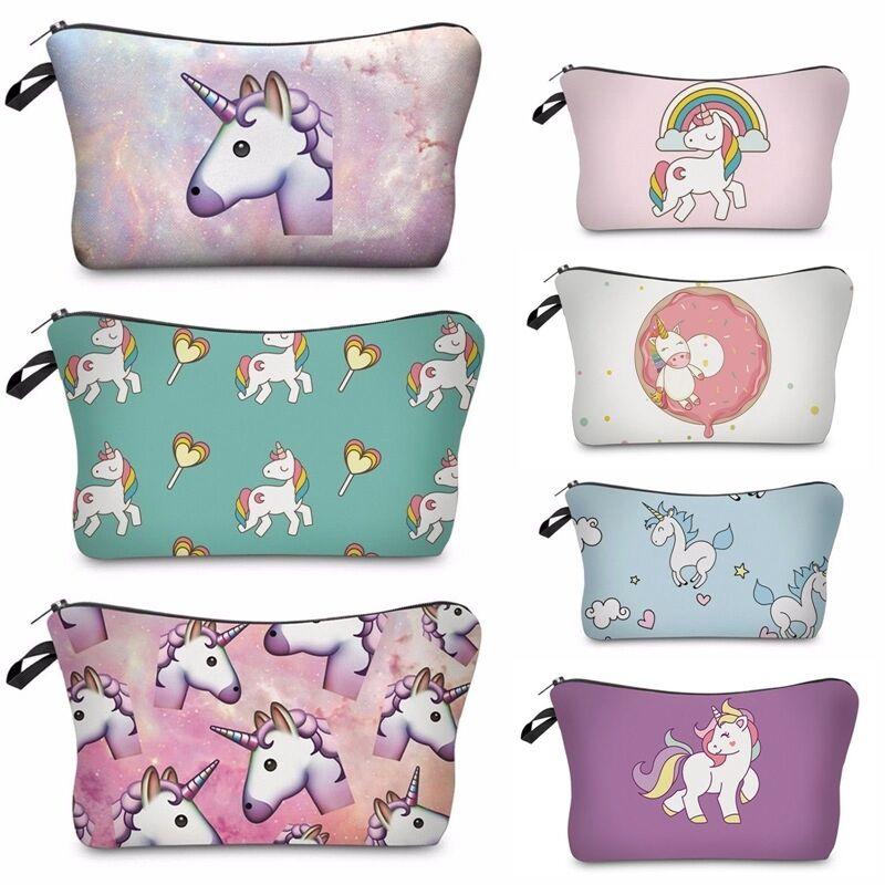 Make Unicorn Up Bag Idea Pencil Case Emoji Cosmetic Travel Girls Ladies Gift  S