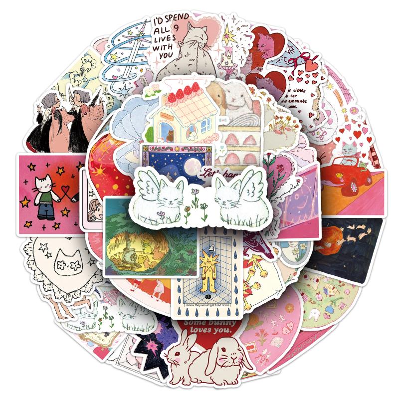 50Pcs Kawaii Girl Cartoon Decoration Decals Fairy Tale Style Graffiti Stickers Diy Suitcase Laptop Phone Bike Ins Sticker