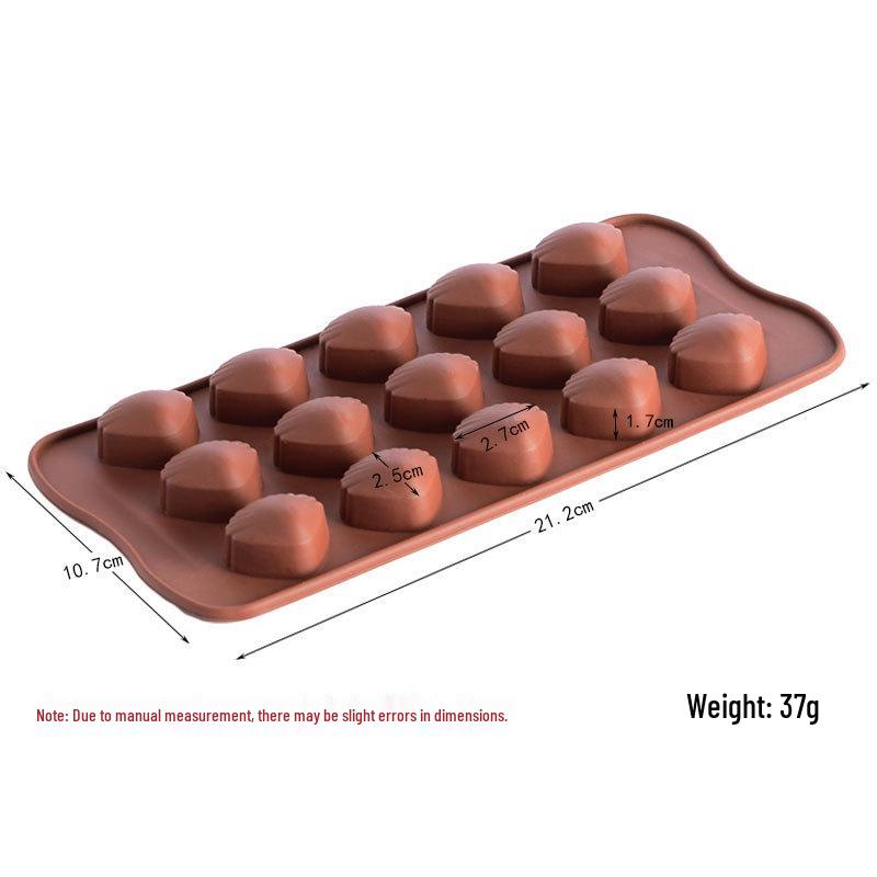 15-cavity Heart-shaped Seashell Silicone Mold for Chocolate, Ice Cubes, Candy, Cake, and Epoxy.