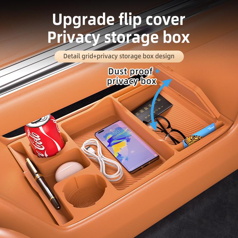 For GWM WEY 07 DHT-PHEV 2025 2026 Storage Box Center Armrest Hidden Box Cup Holder Organizer Interior Accessories