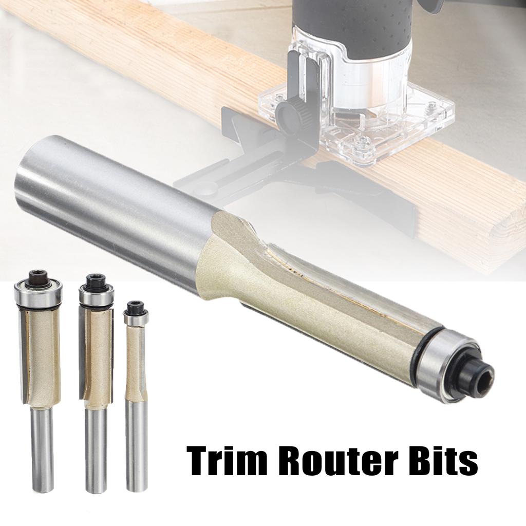 Buy 1/4'' 1/2'' Shank Flush Trim Router Bit End Mill for Wood Trimming ...