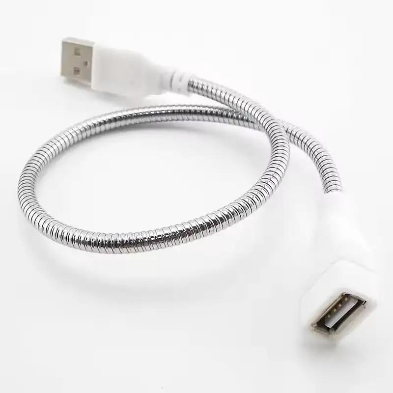 Usb Desk Lamp With Power Cable Extension Cord Flexible Metal Hose - Adjustable Bright Desk Light