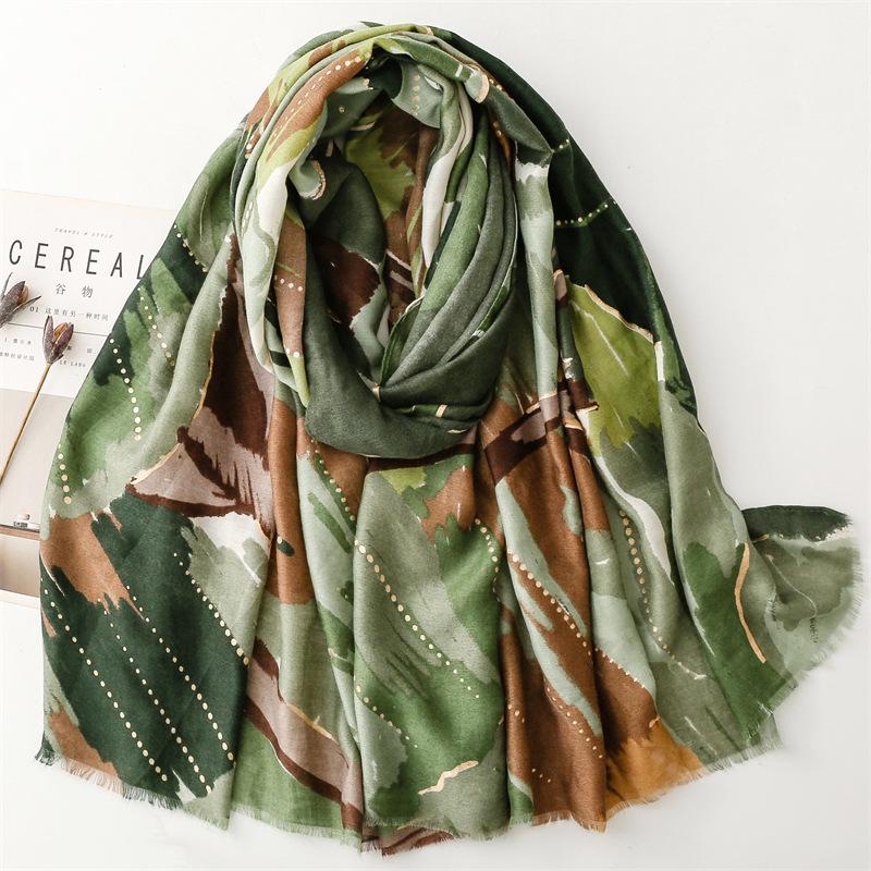 Winter Abstract Painting Floral Fringe Viscose Shawl Scarf Lady High Quality Print Pashmina Stole Bufandas Muslim Hijab 180*90Cm