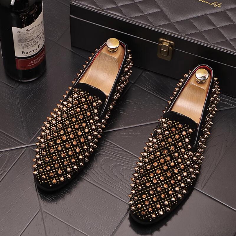 Fashion Summer Men's Overstep Leather Shoes Fashion Riveted Loafer Beanie Shoes Fashion Hair Stylist Men's Shoes  A9