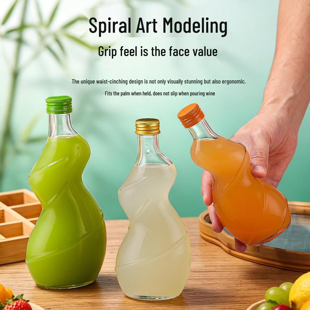 Transparent Engraved Fruit Wine & Juice Portioning Glass Bottle