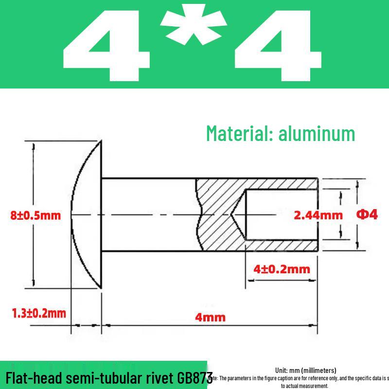 Aluminum GB873 Round Head Semi-Hollow Rivets - M2, M2.5, M4, M5, M6, M8