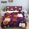 Skull Bedding Set Halloween Bats Duvet Cover King Size Microfiber Pumpkin Skeleton Print Comforter Cover With Pillowcases Decor