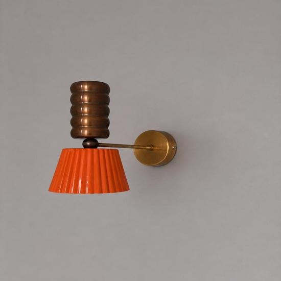 Handmade Mid-Century Modern Brass Wall Sconce with Unique Shade