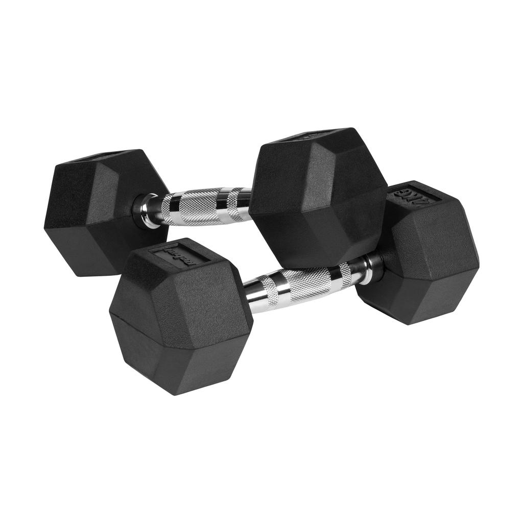 Cast Iron Rubber-Coated Dumbbells Hex 2X4Kg Rebel Hexagonal Set 8Kg Solid
