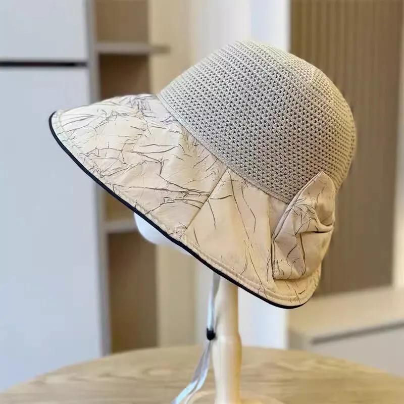 WTEMPO Big Bow Large Brim Sun Hats Seaside Travel Holiday Hats Beach Sunscreen Fabric Hats for Female In Summer