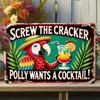 Brand Metal Parrot Wall Sign - Fun Aluminum Bar Decor with "Never Mind the Cookies" Quote - Vintage Retro Cocktail Home Decor