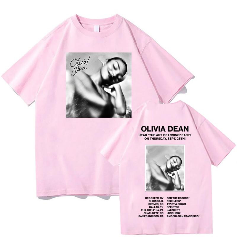 T-shirt Moda Olivia Dean L'Arte di Amare T-shirt Cotone Ampia Unisex T-shirt Unisex Casual Girocollo Stampa Lettere Abbigliamento Femminile