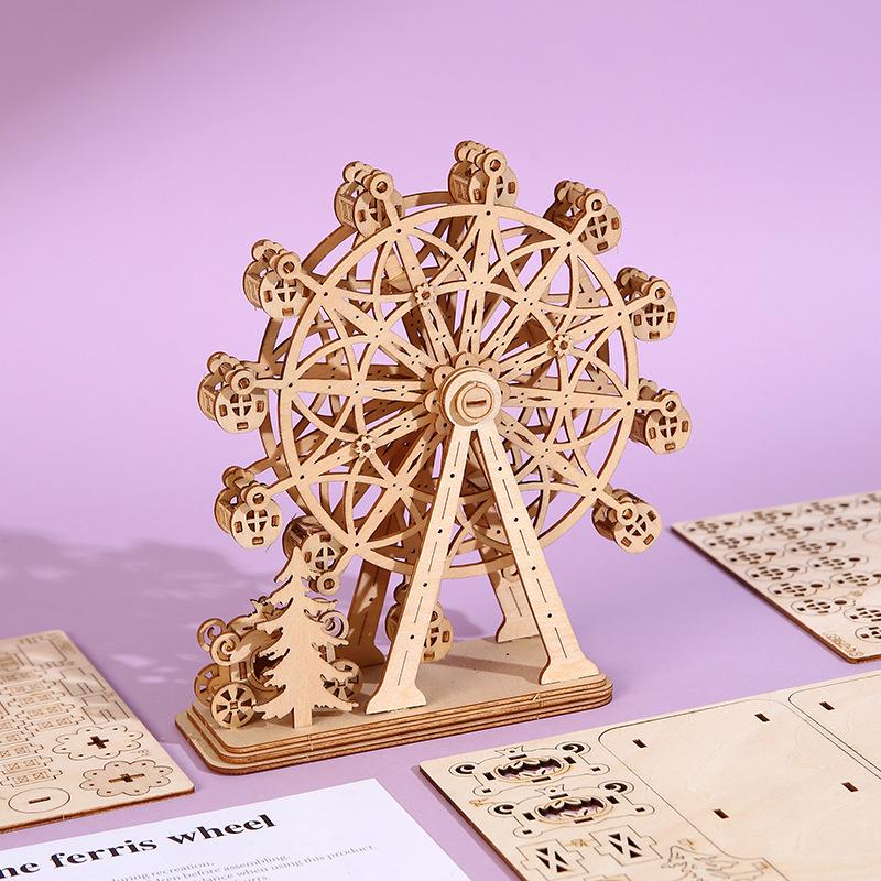 

Handmade 3D Wooden Ferris Wheel Model Puzzle - High-End Collectible Ornament