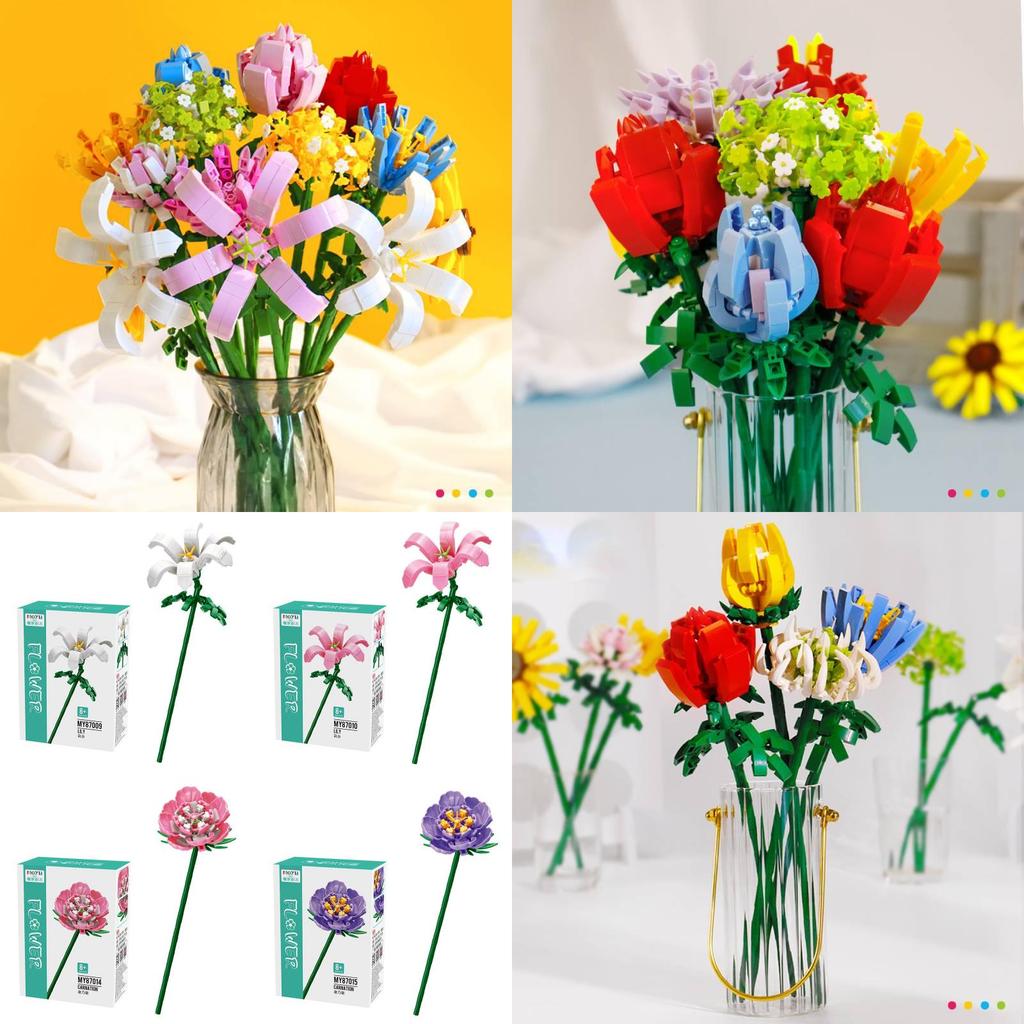 Enchanting Flower Building Blocks Set Compatible With High Quality Miniature Toys