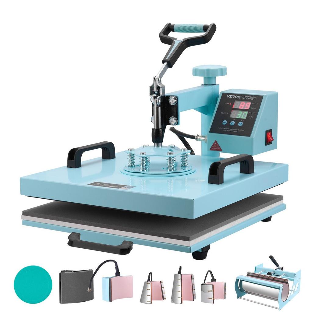 Heat Press Machine 15x15 In 8 In 1 with 30oz Tumbler Press T-Shirts Green