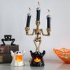 Halloween Ghost Candle Holder with LED Candle, Cute Tea Light Tabletop Decoration Holder, Spooky for Indoor Home Decor, Holiday Party Supplies Shaped