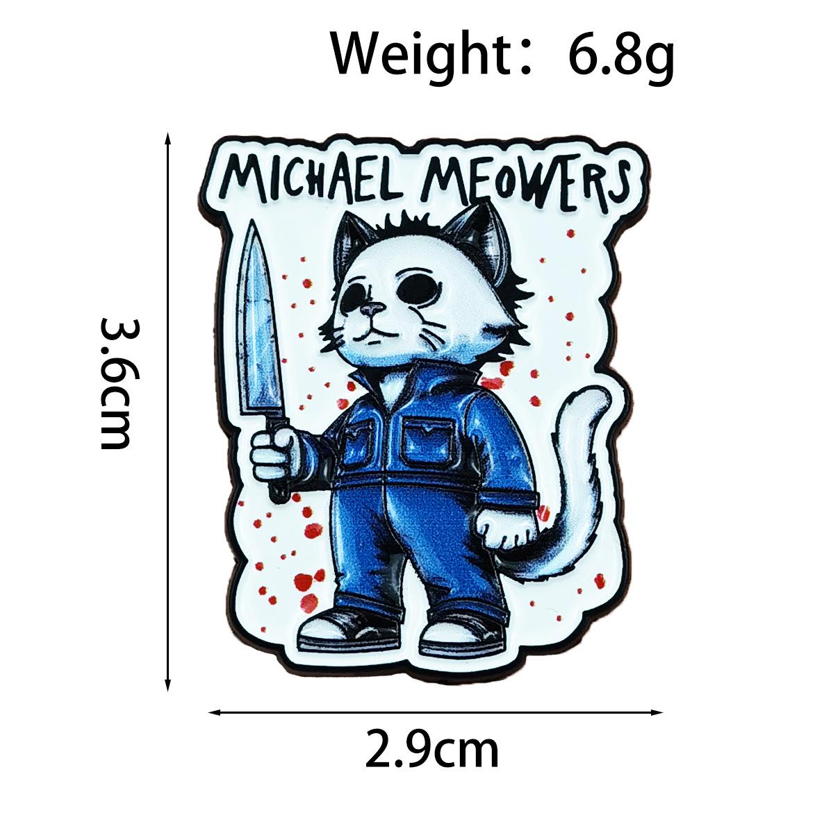 Creative Cute Dark Cat Brooch with Horror Letters - Cartoon Character Alloy Badge