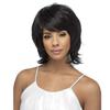 Syntetiskt Hår Korta Svarta Peruker för Kvinnor Naturlig Frisyr Vardagsperuk Svart Blandad Vit Färg Mode Helperuk med Lugg