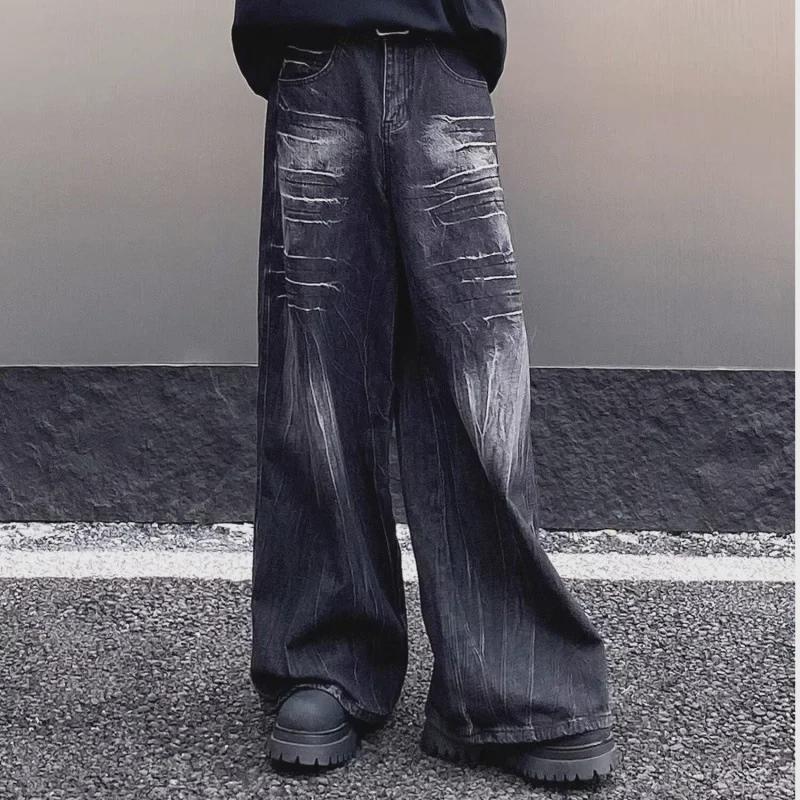 

Американские ретро-джинсы с широкими штанинами и цветочным узором в виде молнии 3XL чёрный