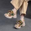 Johnature Casual Genuine Leather Splicing Mesh Mixed Colors Lace Up Fashionable Comfortable Versatile Women's Shoes