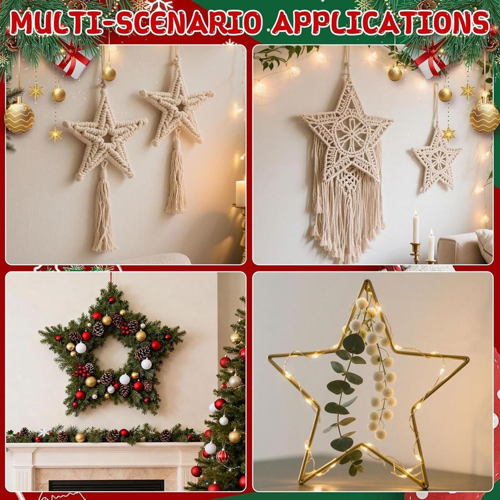 Wreath Wire Frame 6 Pieces Star Shape Decoration Form Pentagram Ornament Making Form For Crafts Christmas Wedding Halloween