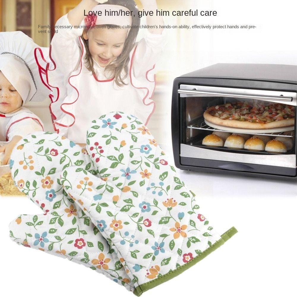 1PC Printing Microwave Glove Washable Oven Mitt Grill Glove Insulated Baking Glove Non-slip Heat Resistant Gloves Kitchen Tool