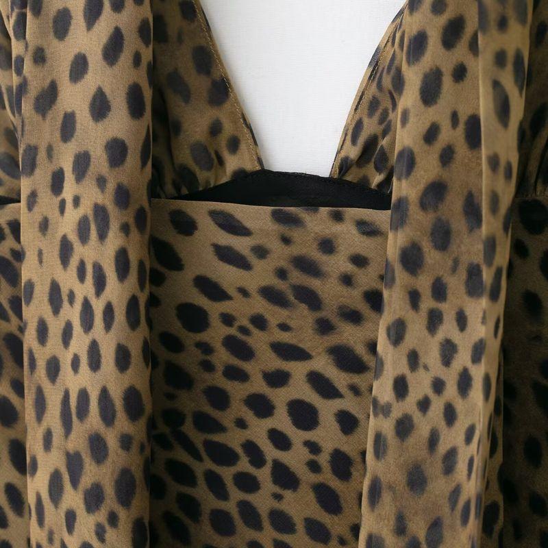 Kaslead New Women clothes Western Style Fashion Animal Pattern Print Scarf Dress 8692114