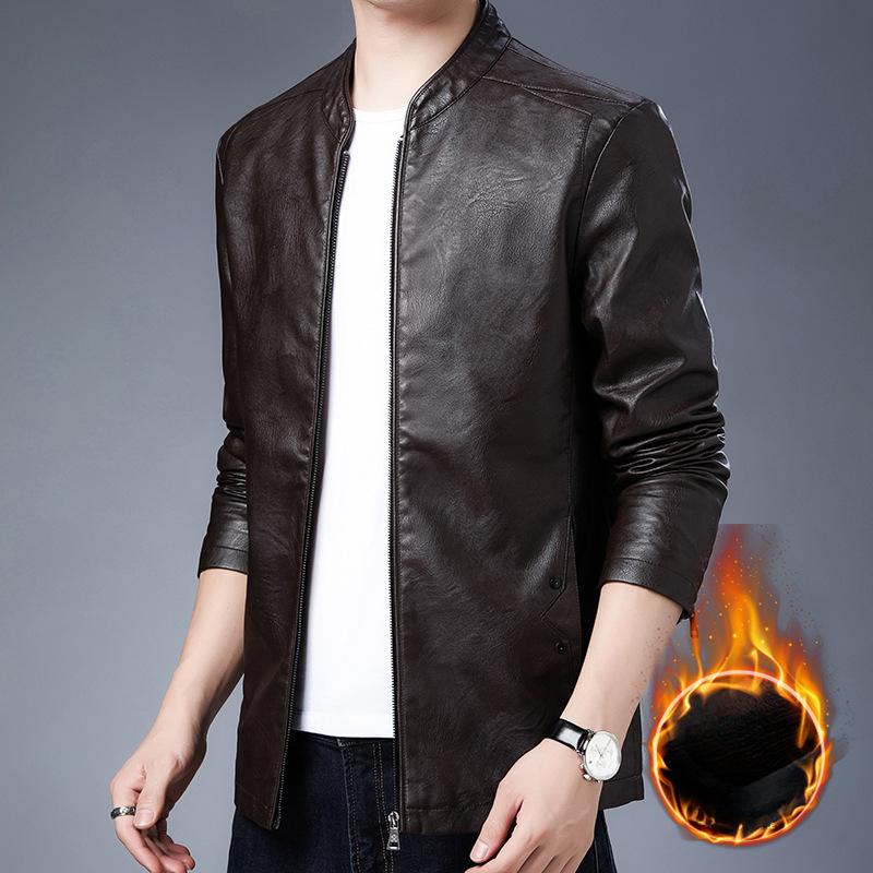 Кожаная куртка мужская куртка новая корейская версия модная тонкая красивая искусственная — фото 6