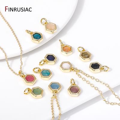 14K Goldplattiertes Messing 12 Farben Geburtssteine Charms Anhänger Für Schmuckherstellung, Handgefertigte DIY Halsketten Zubehör
