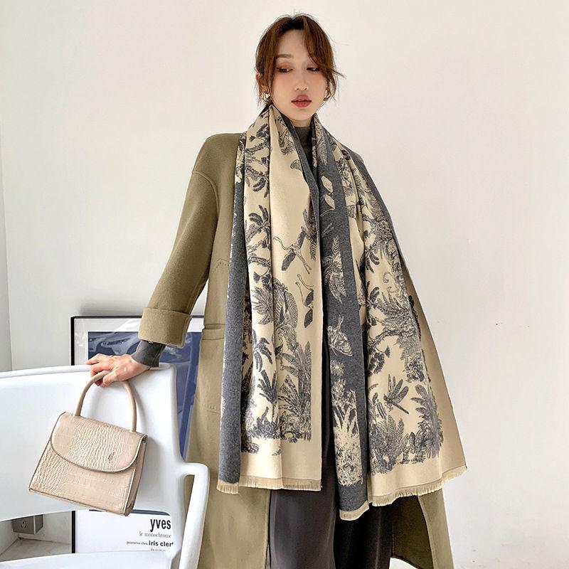 High end Imitation Cashmere Double sided Warm Women's Office Summer Air Conditioned Room Shawl Autumn and Winter Versatile Scarf