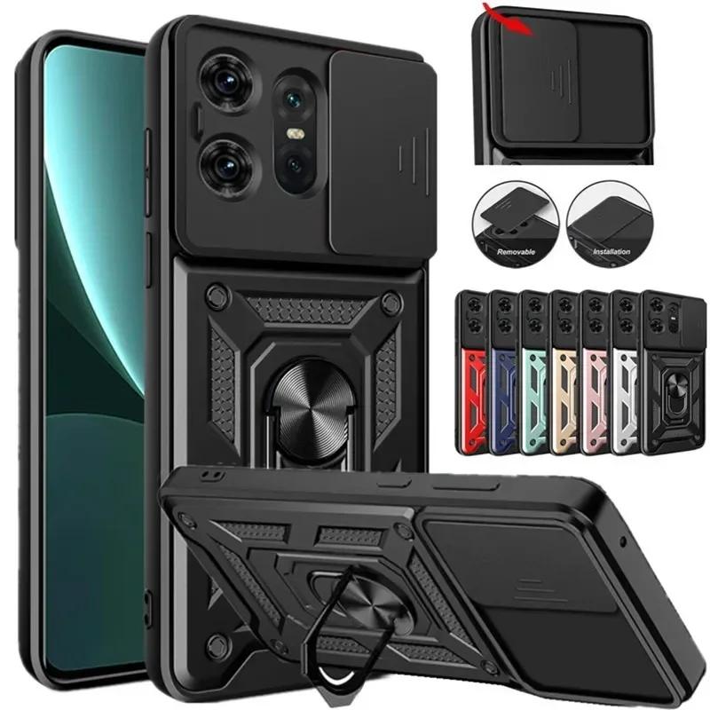 

Shockproof Armor Case for Motorola Edge 50 40 NEO 30 Pro Ultra Fusion G04 G34 G84 G54 G42 Ring Holder Slide Lens Protect Cover Edge30 Fusion 5G срібний