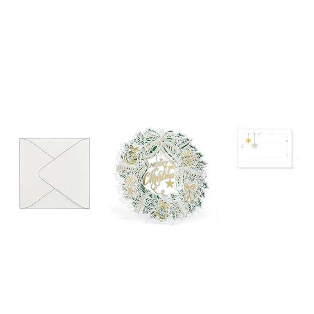 Laser Engraved Christmas 3D Greeting Card with Envelope and Postcard Thank You Letter  New Year