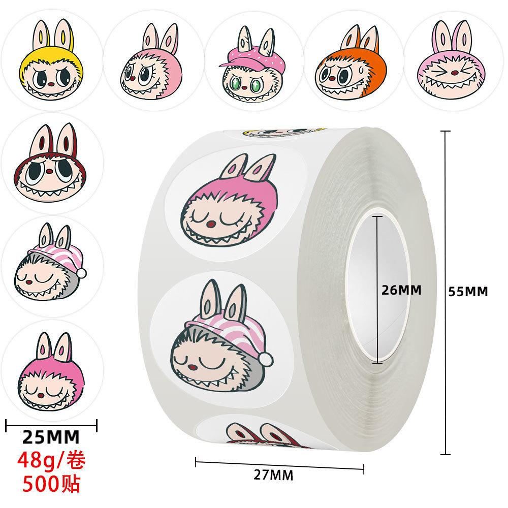 Cartoon 500 Rolls Sticker Hand Account Material Sticker Cute Animation Sealing Sticker DIY Decorative Sticker