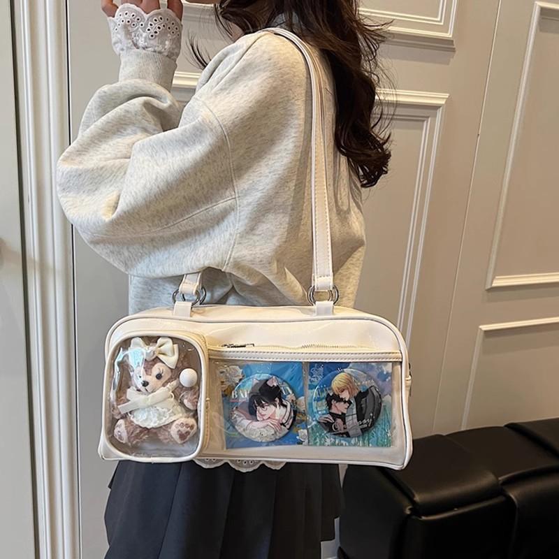 Transparent Vintage Commuter Bag Women's Large Capacity New Popular Versatile One Shoulder Handbag Doll Anime