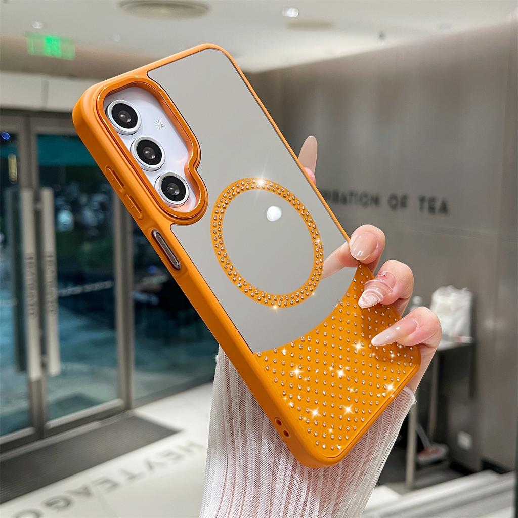 For Samsung Galaxy A36 5G/A56 5G Magnetic Case Mirror Surface TPU+PC Shockproof Phone Cover