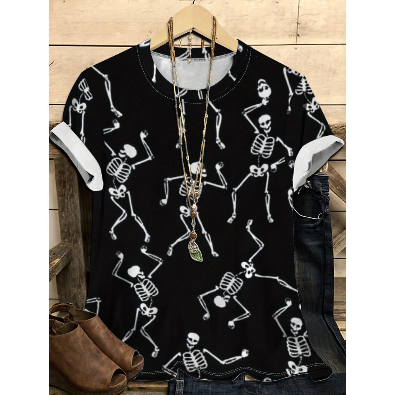 

Summer Round Neck Halloween Themed Pattern 3D Print Top Fashionable Casual Short Sleeved Women s T-shirts XS
