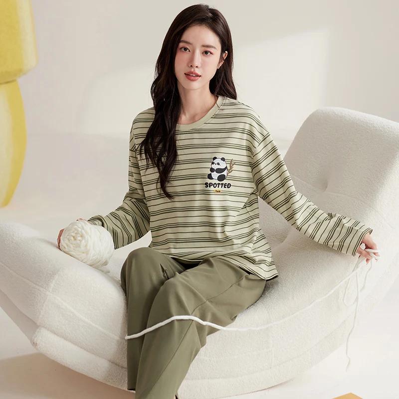 Niedliches Katzen-Pyjama-Set Damen Herbst Winter Langärmlig Lange Hose Nachtwäsche Weiche Pijamas Gemütliche Pyjamas Kawaii Nachthemd Mädchen