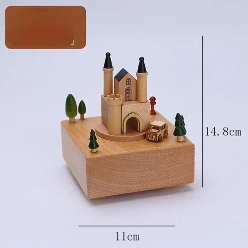 1pcs Wooden Music Box  Home Creative Solid Wood Carousel Ferris Wheel Crafts Valentine's Day Gift christmas music box