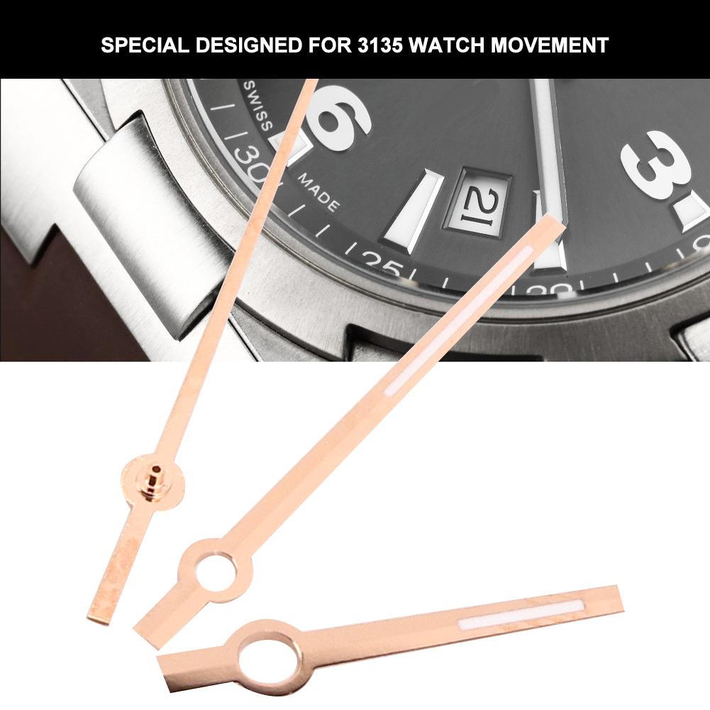 Luminous Men Watch Hour Minute Second Hands Watch Needles Fit for 3135 MovementRose Gold