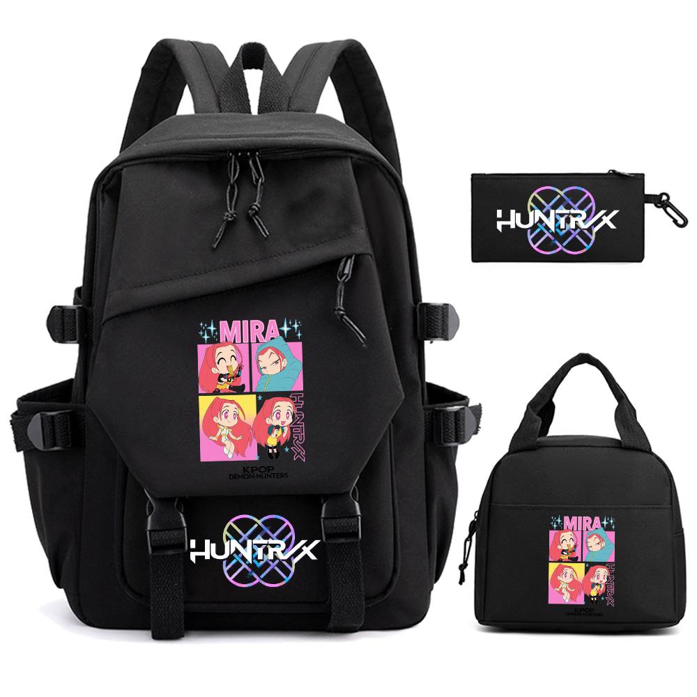 3Pcs/set K-pop Demon Hunters Printed Backpack for Teenger Boy Girl Large Capacity Schoolbag Children Student Bookbag Women Waterproof Travel Bag