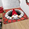 Christmas 2D Flat Printed Floor Mat Cute Red Hat Goblins Pattern Indoor Outdoor Mat Brick Pattern Design Carpet Holiday Decor