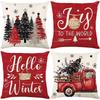 Christmas Theme Short Plush Pillow Cover Set Holiday Print Cushion Case for Living Room Sofa Home Decor 45x45cm