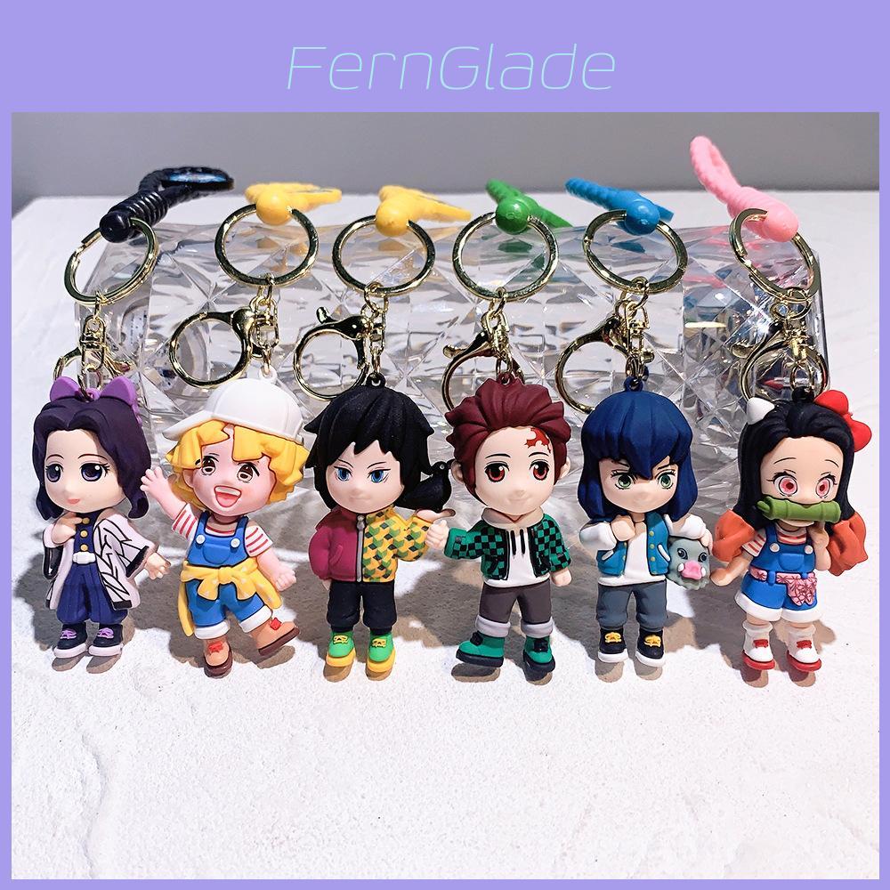 Adorable Demon Slayer Nezuko Zenitsu Couple Keychains Cute Anime Figures Collectibles