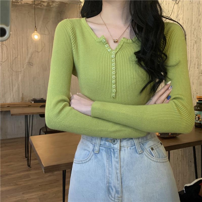2024 Autumn/Winter V-neck Women's Sweater - Celebrity Style, Ingenious Design, Knitted Top