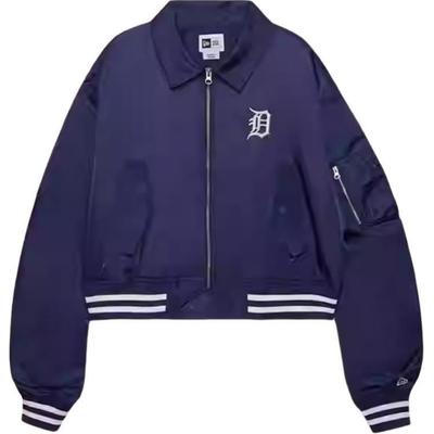 FW24 MLB Detroit Tigers Loose Logo Embroidered Zip-Up Long Sleeve Jacket Women Jackets Navy 14385240