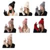 Yousheng 3Pcs/Set Women Hat Scarf Gloves Set Plush Ball Hat Cold Protection Double-Layer Scarf Touchscreen Gloves Set Ski Cycling Gear